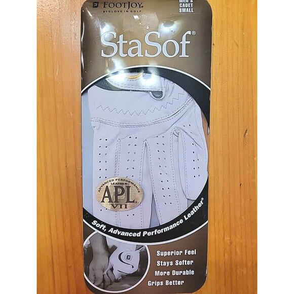 FJ Footjoy StaSof Leather Golf Gloves Men’s Cadet SMALL  LEFT  Pearl White  NEW - Picture 1 of 5